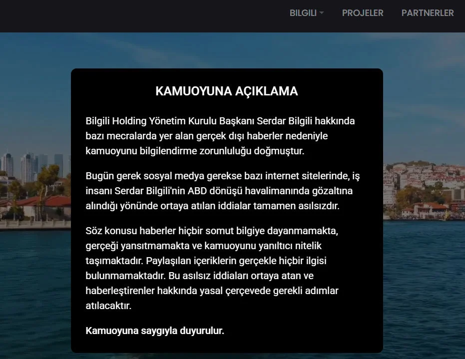 Serdar Bilgili Açıklama