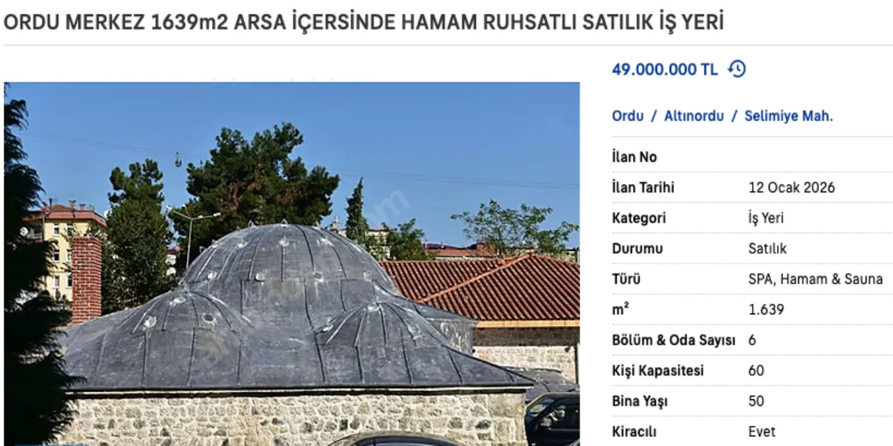 Tarihi Hamami Satisa Cikardi