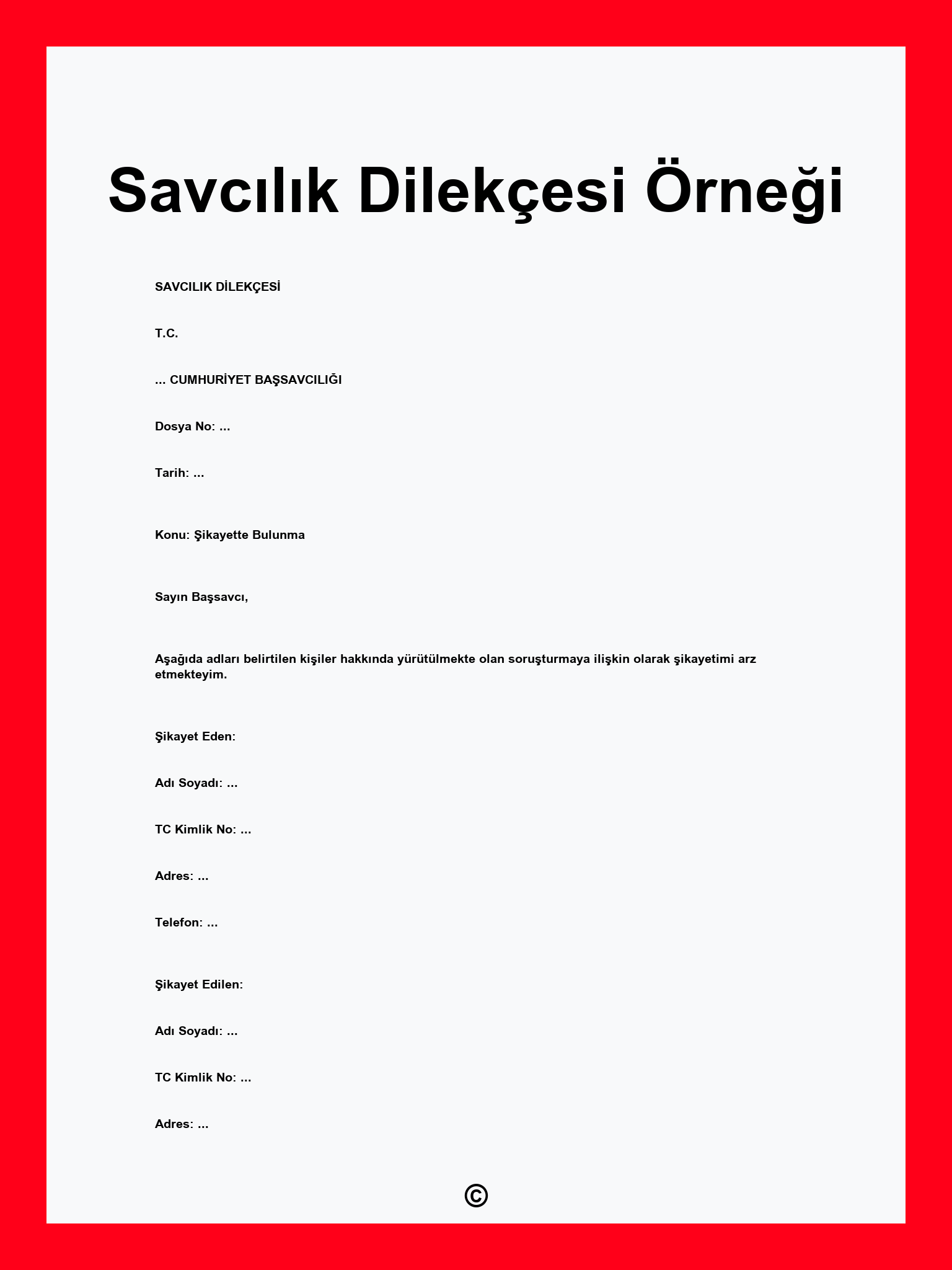 Savcilik Dilekcesi Ornegi Pdf Word