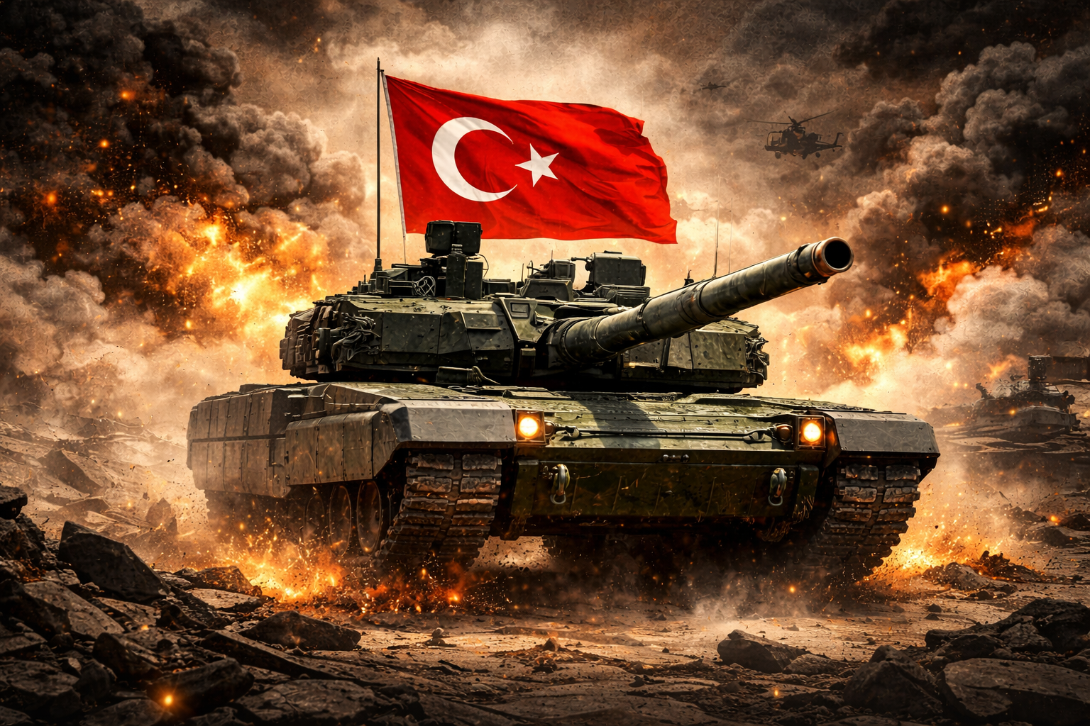 Türk Tankı Savaş Alanında Ilerliyor