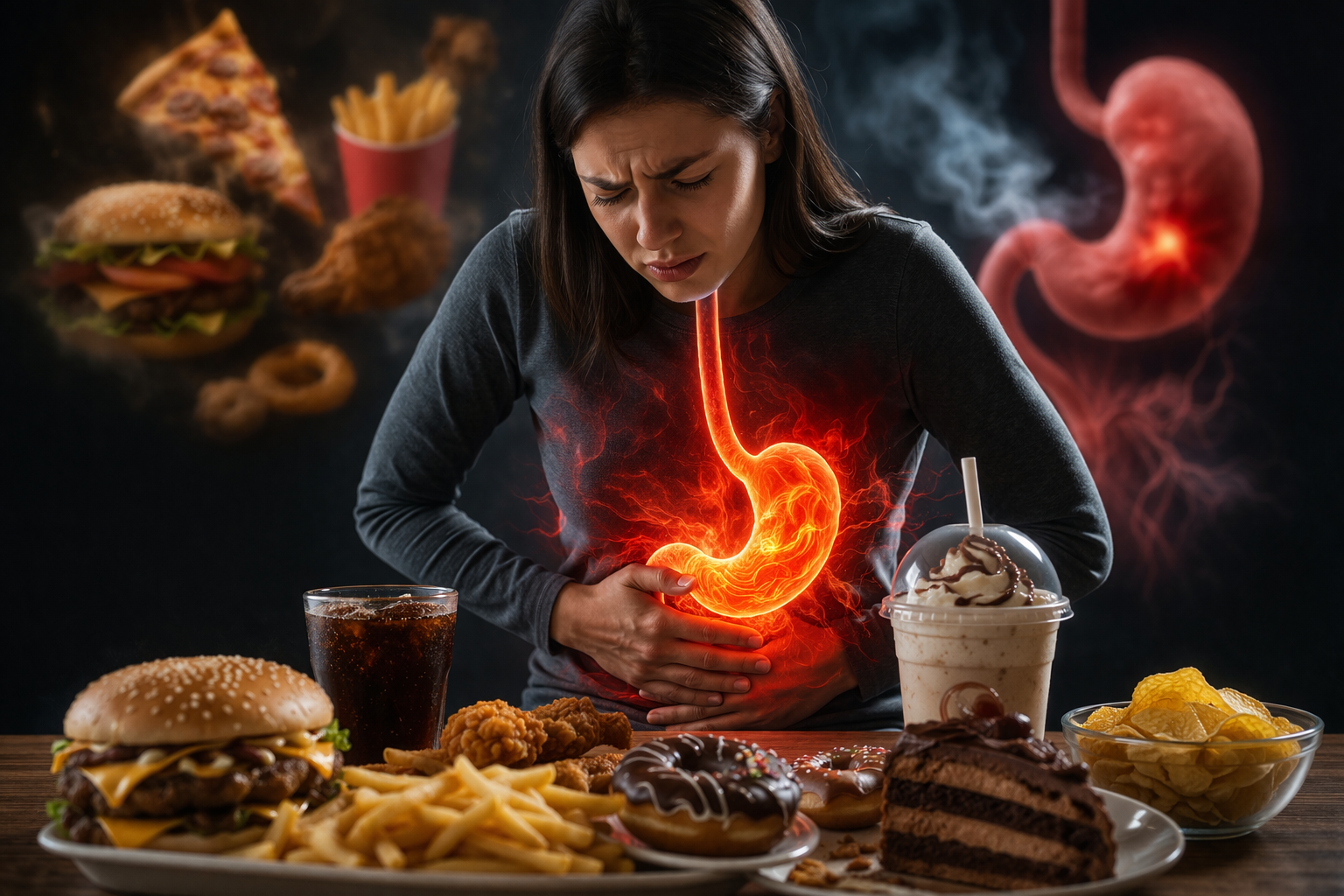 Ağır Mide Ağrısı Ve Fast Food