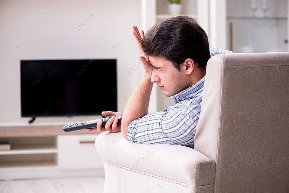 Pngtree Young Man Watching Tv At Home Photo Image 4142239