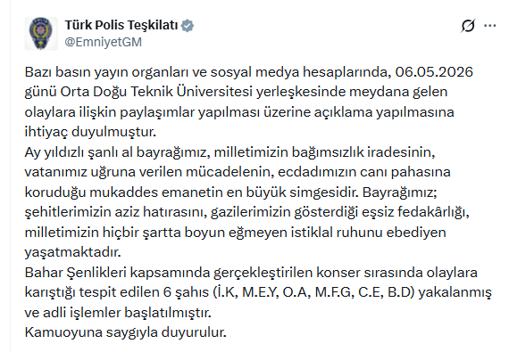 Emniyet Genel Müdürlüğü Açıklama