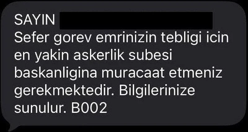 Seferberlik Mesajı