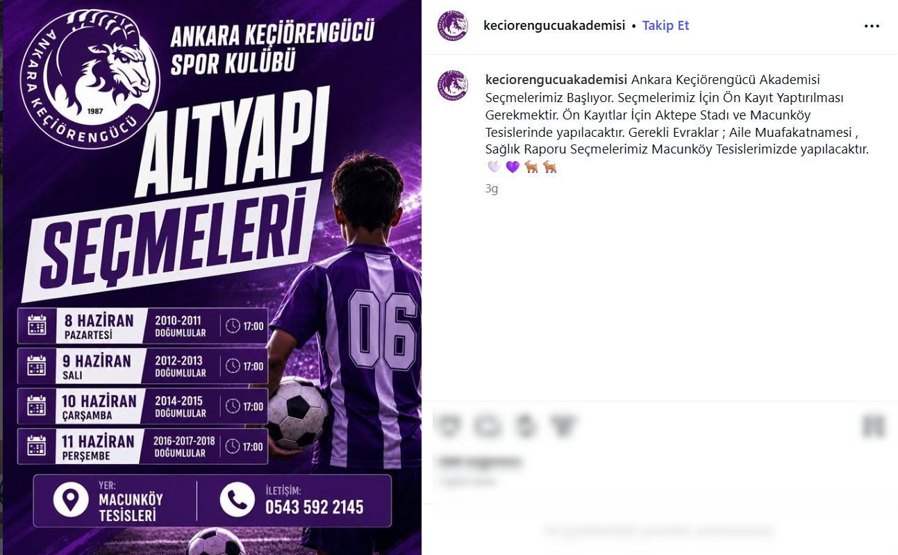 Keçiörengücü Altyapı Seçme