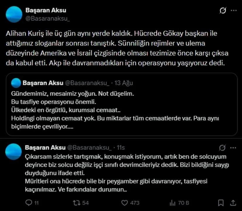 Alihan Kuris Ve Basaran Aksu Uc Gun Ayni Hucrede Kaldi Artik Ben De Solcuyum Demis