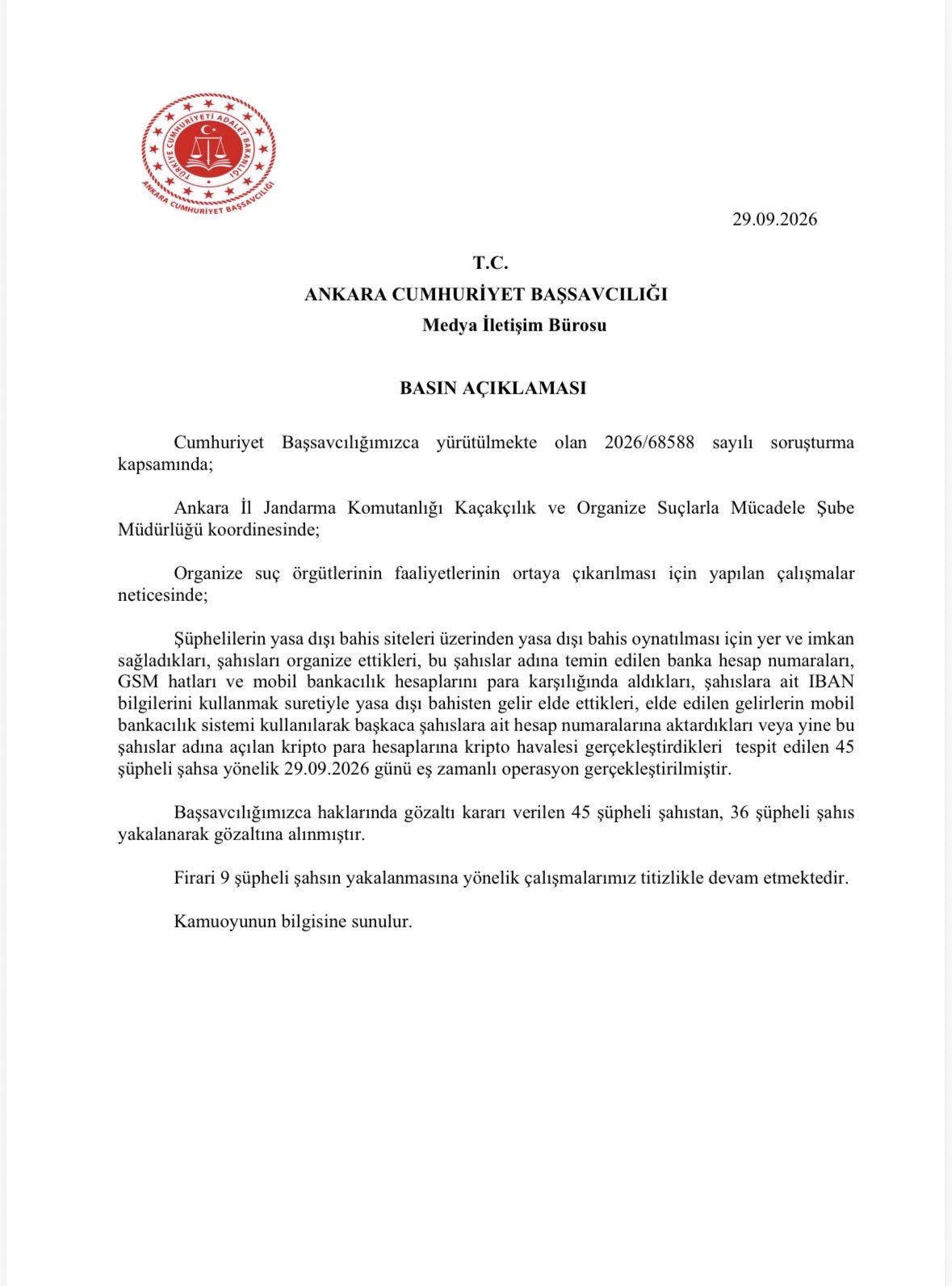Ankara'da Yasa Dışı Bahis Ağına Operasyon 36 Gözaltı