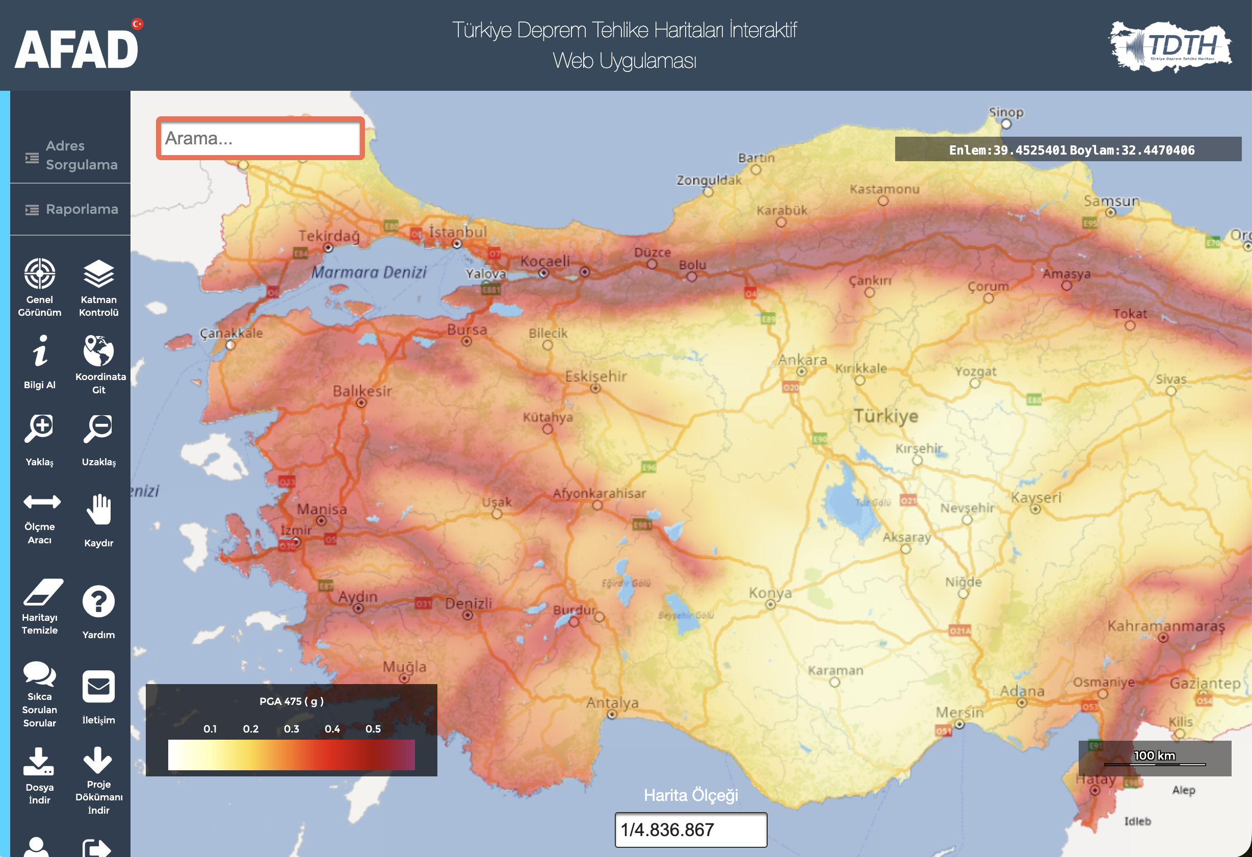 E Devlet Deprem Tehlike Haritasi