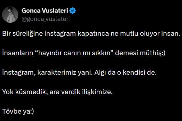 Gonca Vuslateri Instagram Hesabını Mı Kapattıı Kararını Böyle Duyurdu