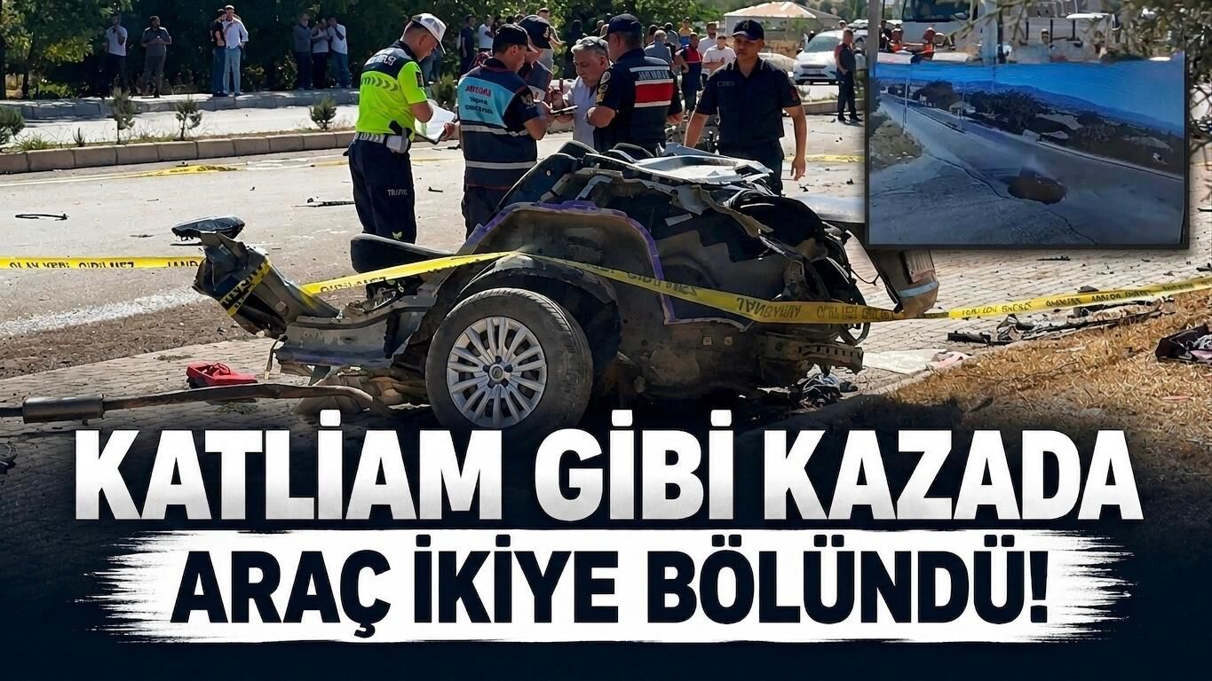 Elazığ'da katliam gibi kaza kamerada! Araç ikiye bölündü