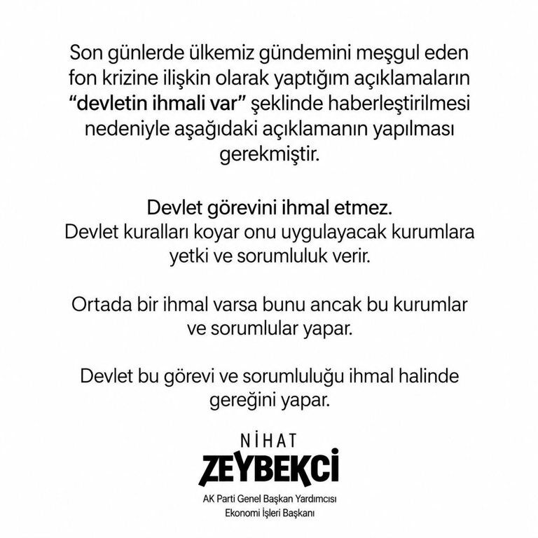 NİHAT ZEYBEKCİ AÇIKLAMA