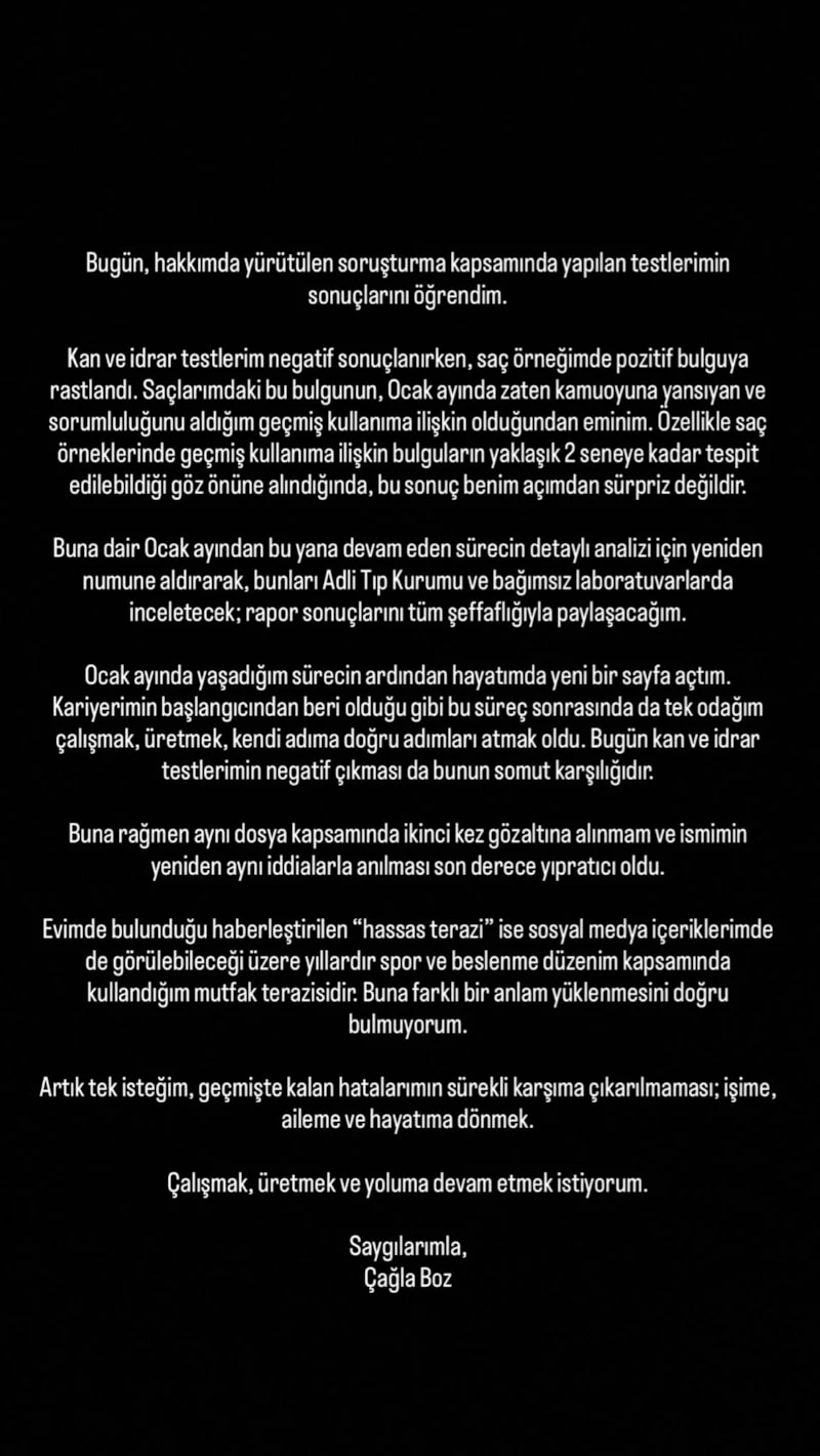 Çağla Boz Uyuşturucu Testi Sonrası Ilk Kez Konuştu Sonuca Açıklık Getirdii̇