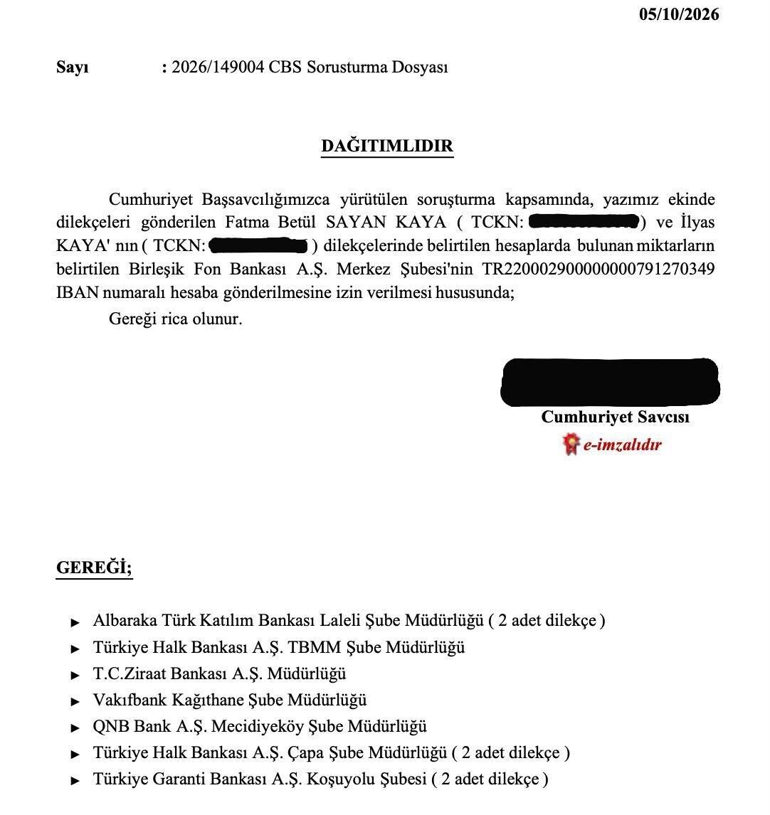 Fatma Betül Sayan Kaya Ve İlyas Kaya'nın Hesaplarında Yeni Karar