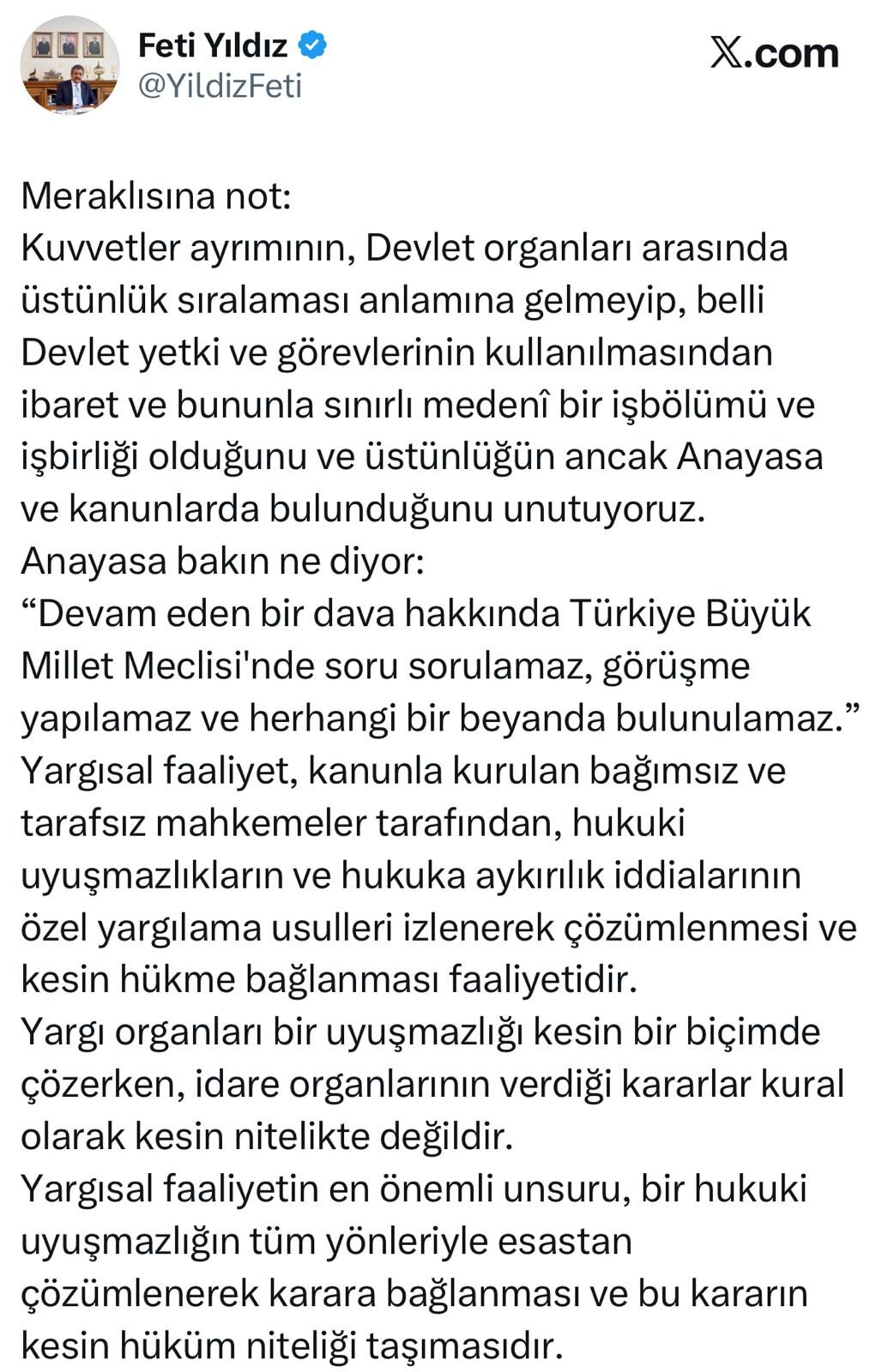 Feti Yıldız Kuvvetler Ayrılığı
