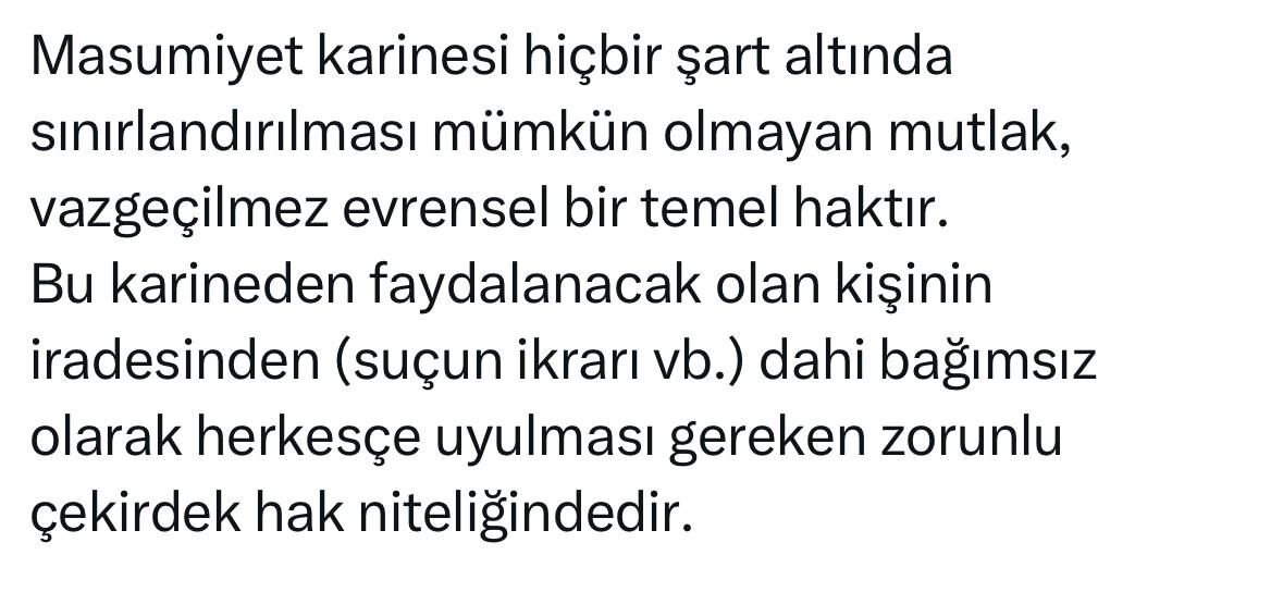 Feti Yıldız Masumiyet Karinesi Açıklaması