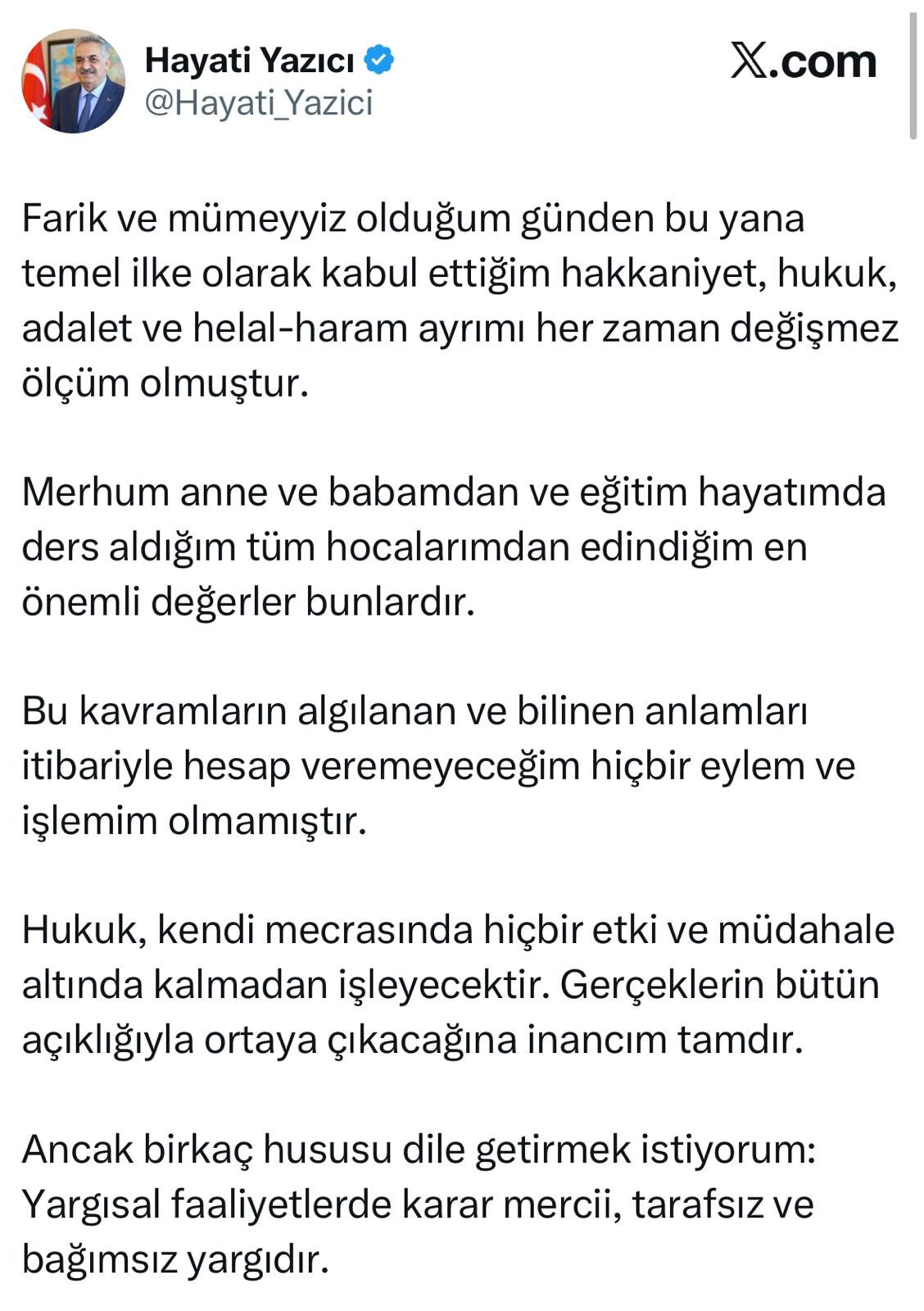Hayati Yazıcı'dan 'Fon' Açıklaması1-1
