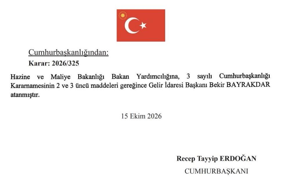 Hazine Ve Maliye Bakanlığı Bakan Yardımcılığı Bekir Bayrakdar Atandı-1
