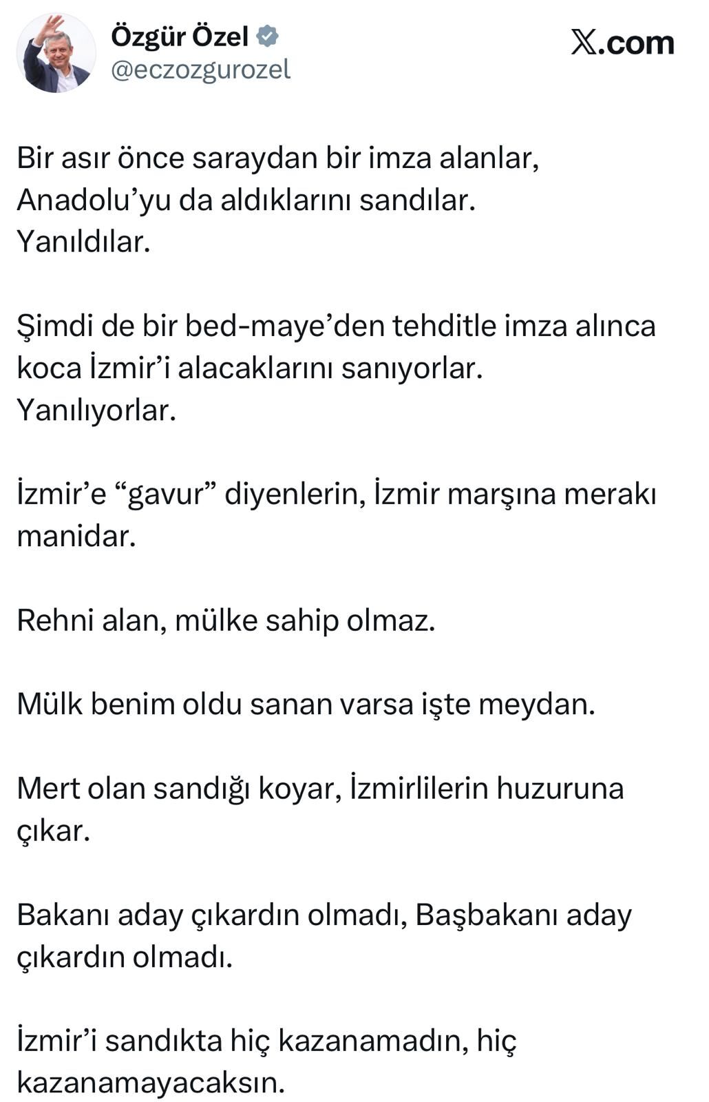 Özgür Özel Izmir Tweet