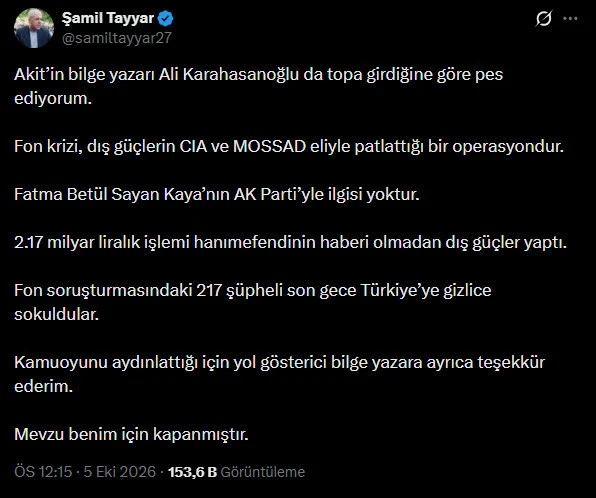 Şami̇l Tayyar Tweet