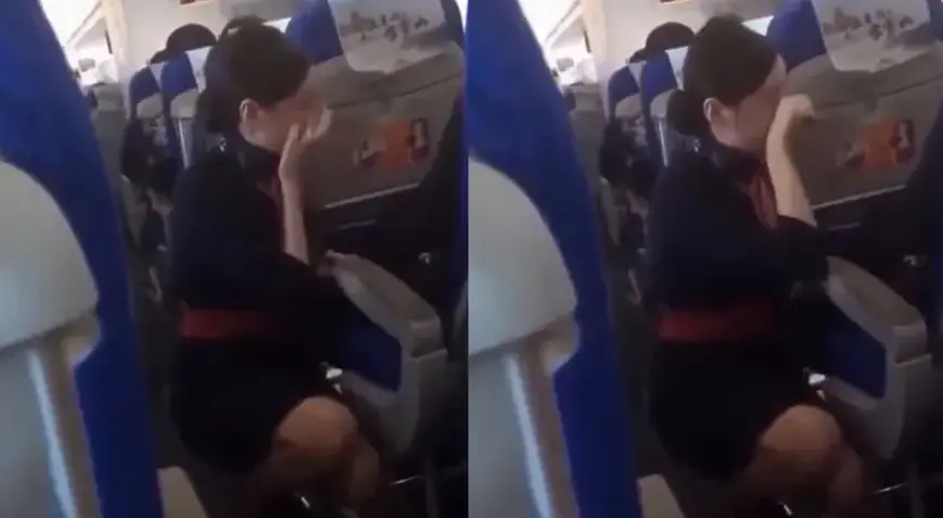 Uçakta Akılalmaz Olay! Hostes Diz Çöküp Ağladı