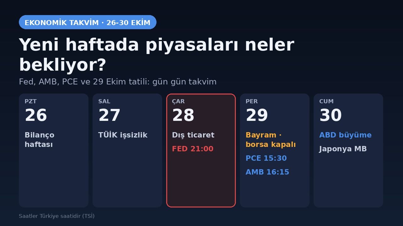 Yeni Haftada Piyasalari Neler Bekliyor 26 30 Ekim Ekonomik Takvim