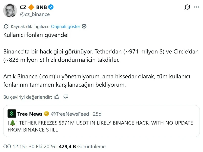 Zhao Binance Açiklama
