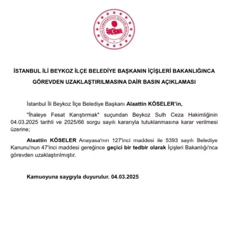 İçişleri Bakanlığı'ndan yapılan açıklamanın tam metni